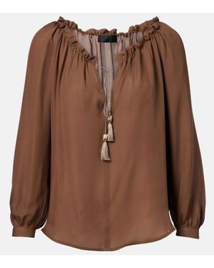 Nili Lotan Top Carley Aus Seiden-Georgette - Braun