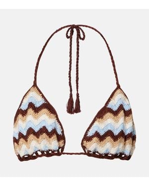 Anna Kosturova Summer Chevron Crochet Cotton Bikini Top - Black