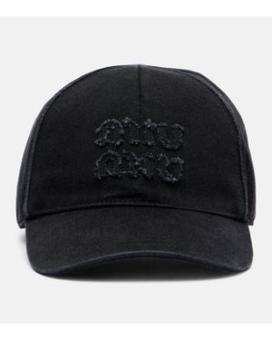 Miu Miu Baseballcap Aus Denim - Schwarz