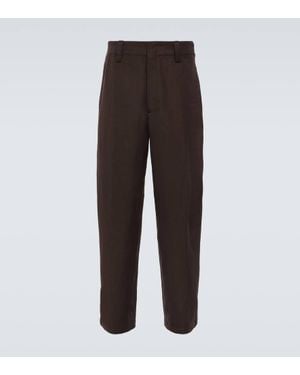 Lemaire Pantaloni in gabardine di lino e lana - Marrone