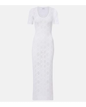 Alaïa Vestido Midi De Encaje - Blanco