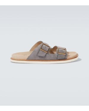 Brunello Cucinelli Sandalen Aus Veloursleder - Grau