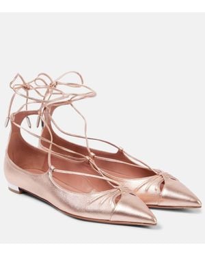 Aquazzura Gabi Leather Ballet Flats - Pink