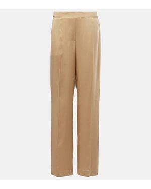 JOSEPH Tawa Silk Satin Straight Trousers - Natural
