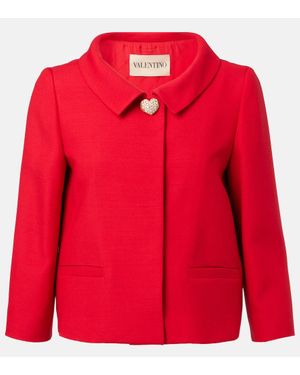 Valentino Verzierter Blazer Aus Crepe Couture - Rot