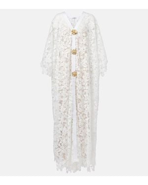Oscar de la Renta Lace Guipure Midi Dress - White