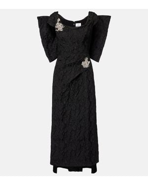 Erdem Embroidered Cloque Jacquard Gown - Black