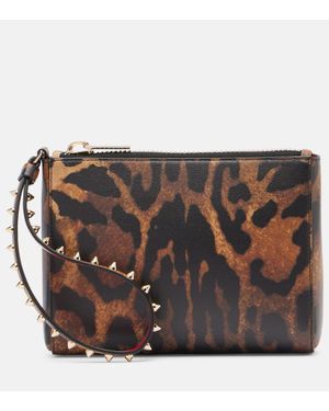 Christian Louboutin Cabata Small Leopard-Print Leather Pouch - Black