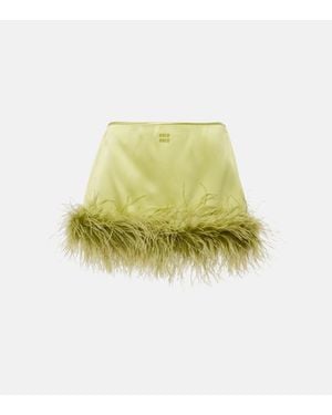 Miu Miu Mini-Jupe En Satin A Plumes - Jaune