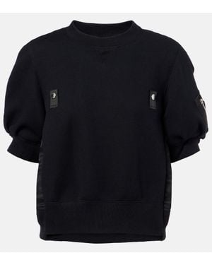 Sacai Twill And Jersey Top - Black