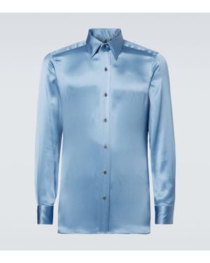 Tom Ford Silk Charmeuse Shirt - Blue