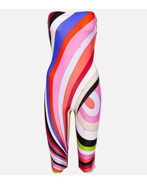 PUCCI Iride-Print Bandeau Jumpsuit - Red