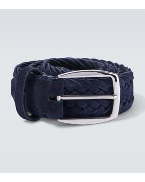 Brioni Braided Suede Belt - Blue