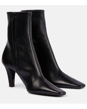 Saint Laurent Jill 75 Leather Ankle Boots - Black