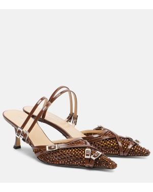 Mach & Mach Mules Crystal Net 65 Mit Leder - Braun