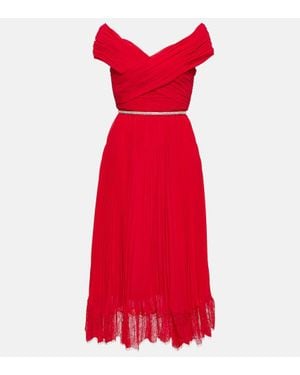 Self-Portrait Midikleid Aus Chiffon - Rot