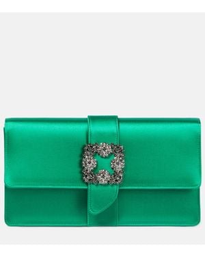 Manolo Blahnik Clutch Capri Aus Satin Mit Kristallen - Grün