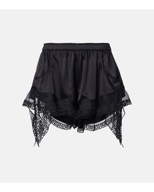 Isabel Marant Ildana Lace-Trimmed Silk-Blend Shorts - Black
