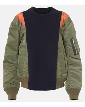 Sacai Sweatshirt Aus Jersey Und Twill - Grün