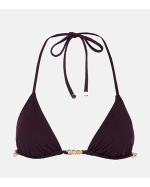 Stella McCartney Chain-Trimmed Halter-Neck Bikini - Purple