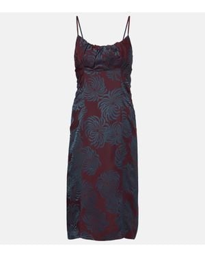 Dries Van Noten Floral Jacquard Midi Dress - Blue
