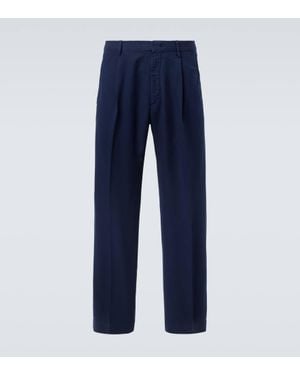 Incotex Chinohose Aus Leinen Und Baumwolle - Blau