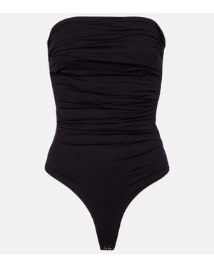 Agolde Gwyneth Ruched Open-Back Bodysuit - Black