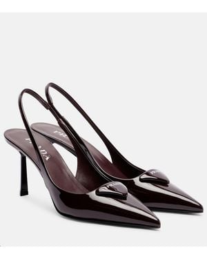 Prada Patent Leather Slingback Pumps - Metallic