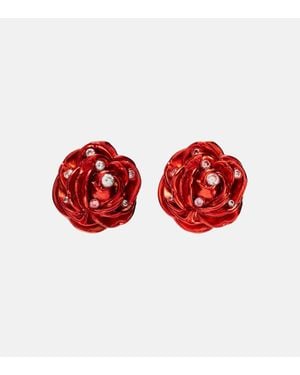 Magda Butrym Ohrringe Rose Mit Kristallen - Rot