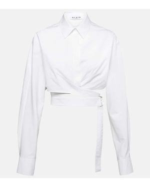 Alaïa Crossover Poplin Long-Sleeved Shirt - White