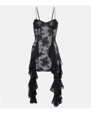 Oséree Ruffled Lace Minidress - Black
