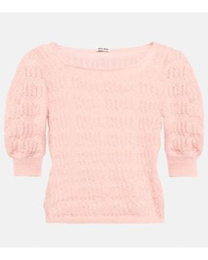 Miu Miu Top Aus Einem Wollgemisch - Pink