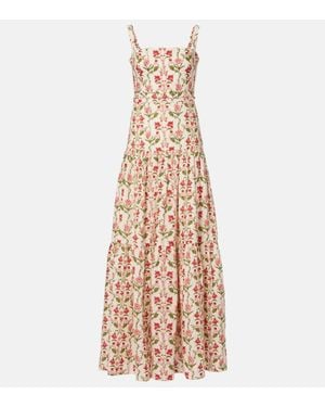 Agua Bendita Lima Floral Linen Maxi Dress - Metallic