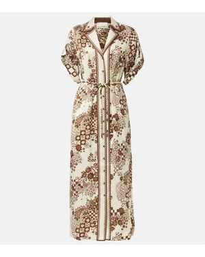 ALÉMAIS Bedrucktes Hemdblusenkleid Vinnie Aus Satin - Mettallic
