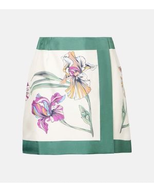 La DoubleJ Foulard Silk Miniskirt - Green