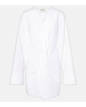 TOVE Destry Gathered Cotton Poplin Top - White