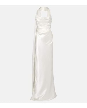 Vivienne Westwood Vixen Scarf-Detail Draped Silk-Blend Gown - White