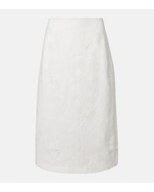 SIR. Falda Midi Alessandra De Lino Bordada - Blanco