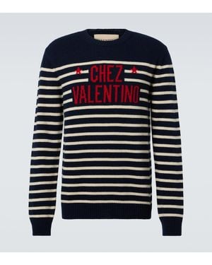 Valentino Pullover Chez Aus Woll-Jacquard - Blau