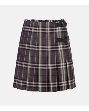 Burberry Checked Wool Miniskirt - Multicolor