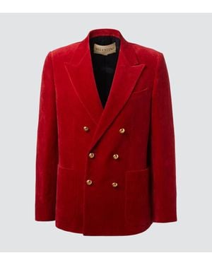 Valentino Blazer Aus Baumwolle Und Leinen - Rot