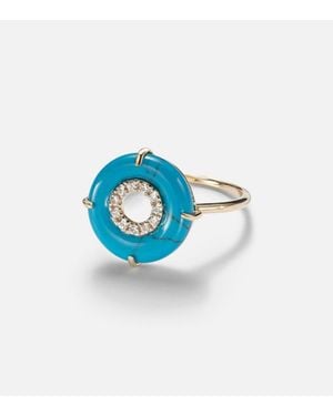 Mateo Ring Aus 14Kt Gelbgold Mit Diamanten Und Tuerkis - Blau