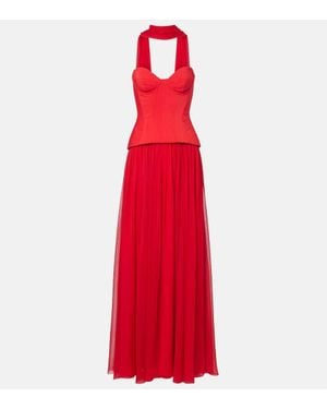 Monique Lhuillier Abito Lungo Vermilion - Rosso