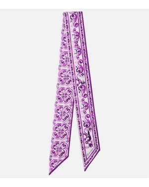 Dolce & Gabbana Majolica Silk Twill Scarf - Purple