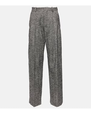 Victoria Beckham High-Rise Wool-Blend Wide-Leg Trousers - Grey