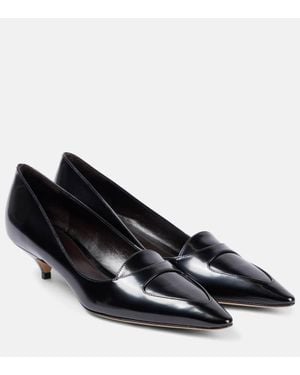 The Row Viv Leather Loafer Pumps - Black