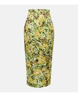 Emilia Wickstead Lorelei Floral Twill Pencil Skirt - Metallic