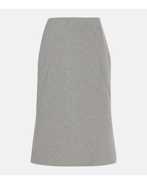 Dries Van Noten Cotton-Blend Midi Skirt - Gray