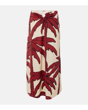 Johanna Ortiz Palms Breath Of Life Printed Midi Skirt - Red
