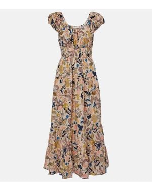 Ulla Johnson Paloma Printed Cotton Poplin Midi Dress - Metallic